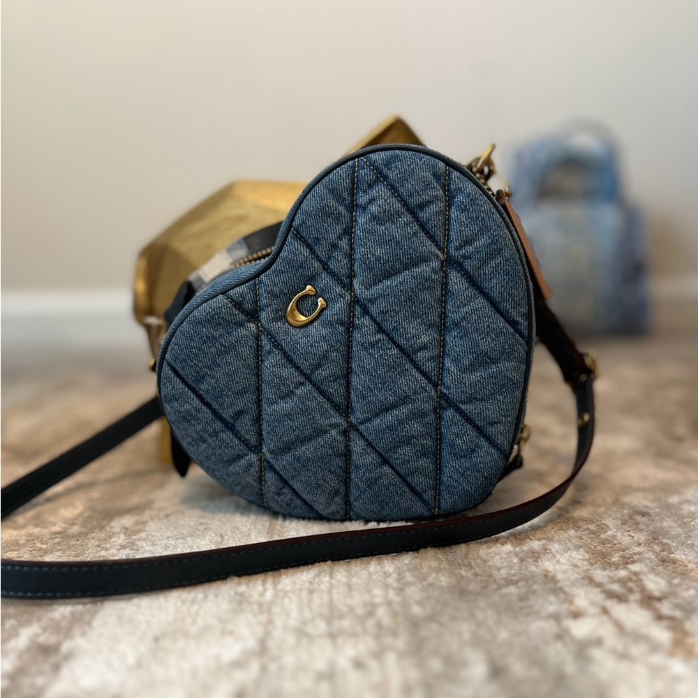 Coach Denim Heart Shaped Crossbody Bag